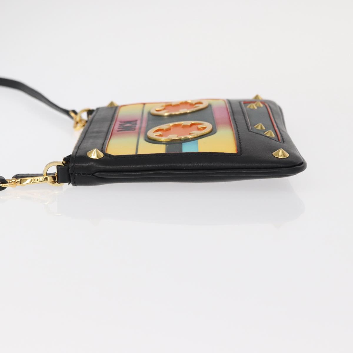MCM Shoulder Bag Leather Black Gold Auth 157161V