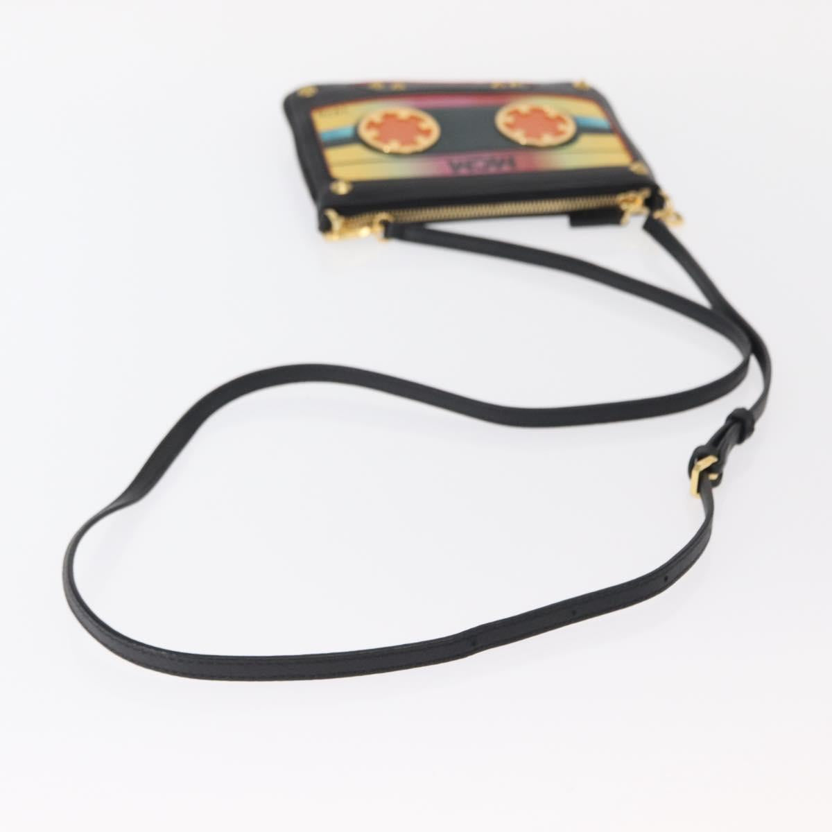 MCM Shoulder Bag Leather Black Gold Auth 157161V