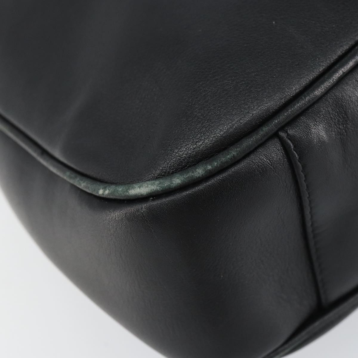 GUCCI Bamboo Shoulder Bag Leather Black Gold 001 1638 2058 Auth 157162