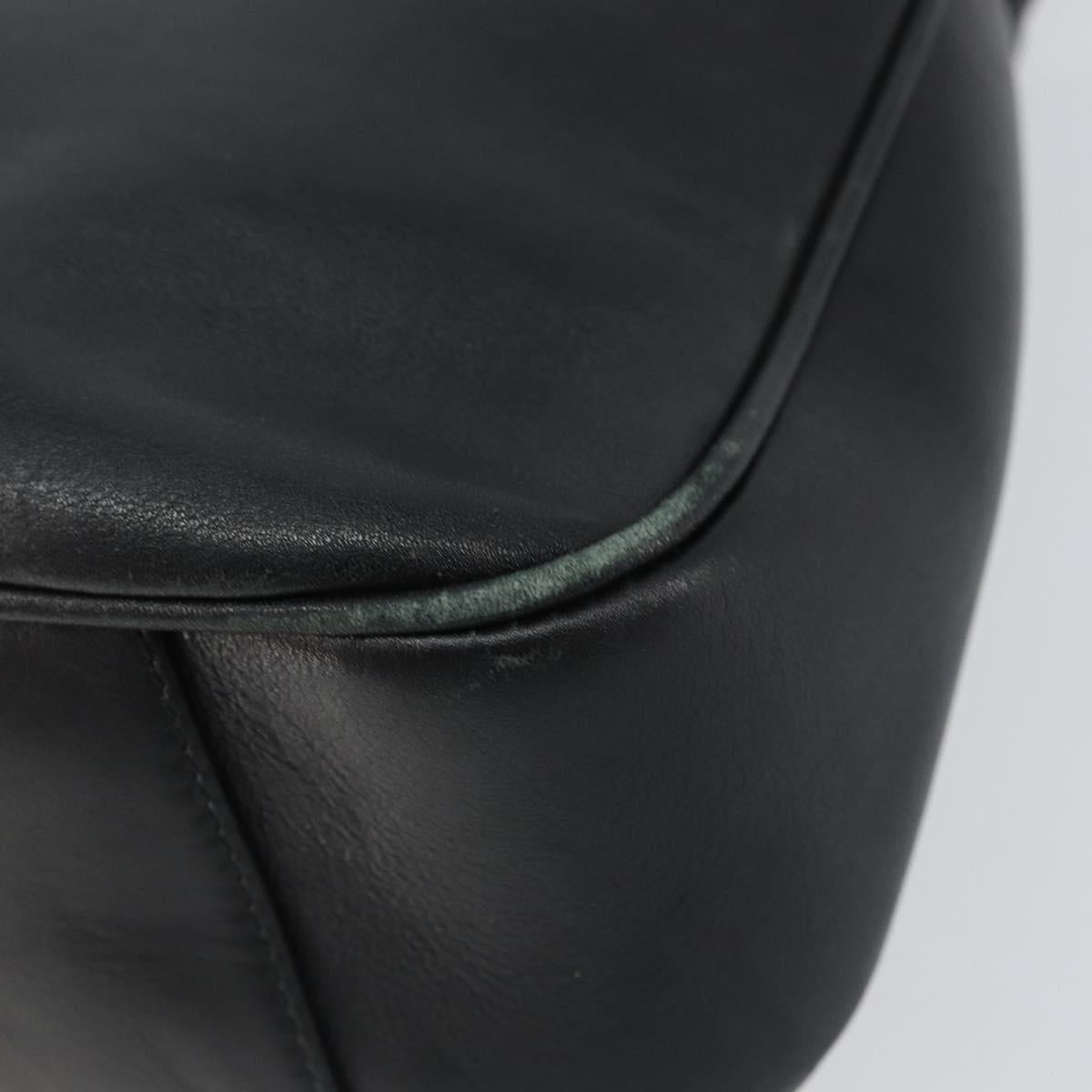 GUCCI Bamboo Shoulder Bag Leather Black Gold 001 1638 2058 Auth 157162