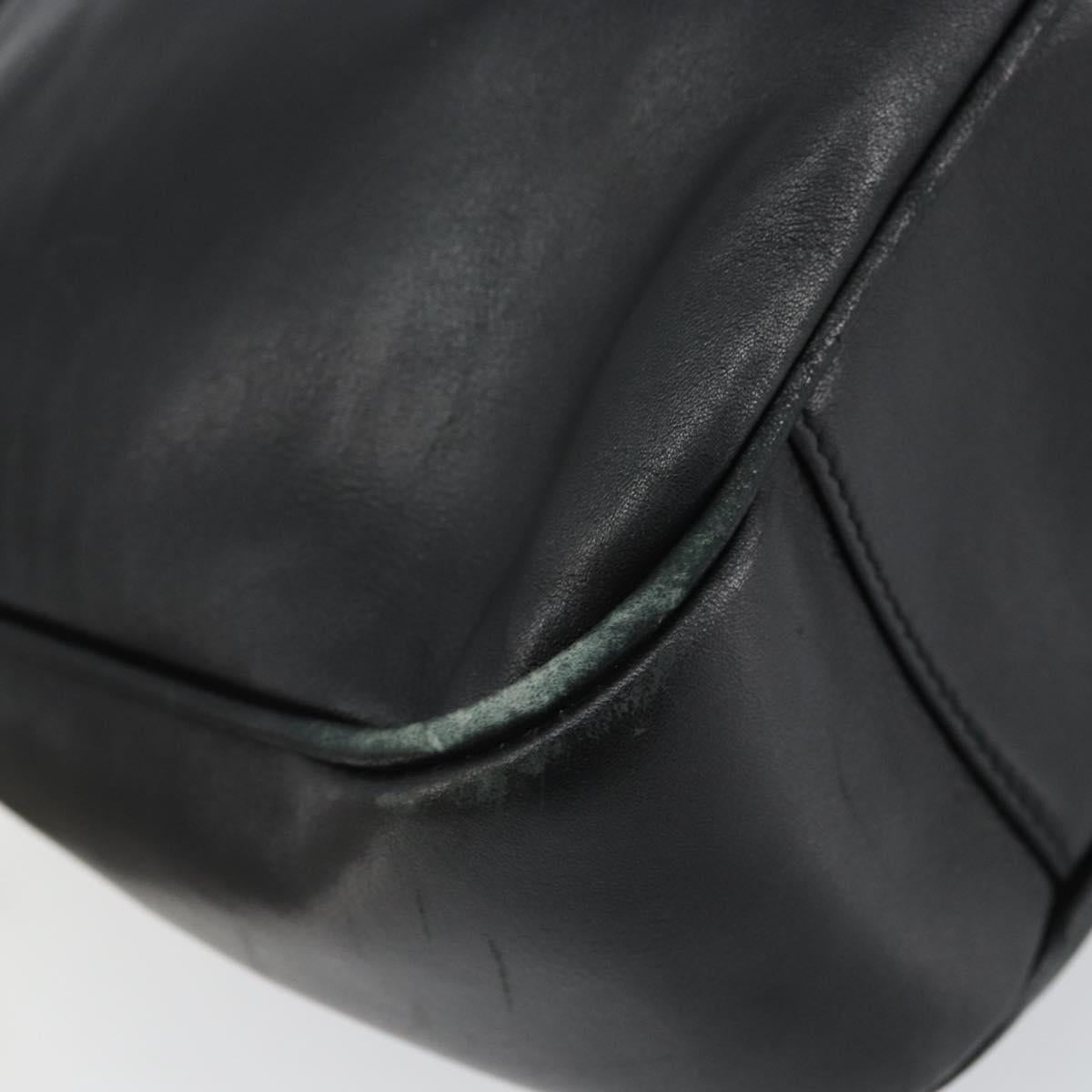 GUCCI Bamboo Shoulder Bag Leather Black Gold 001 1638 2058 Auth 157162