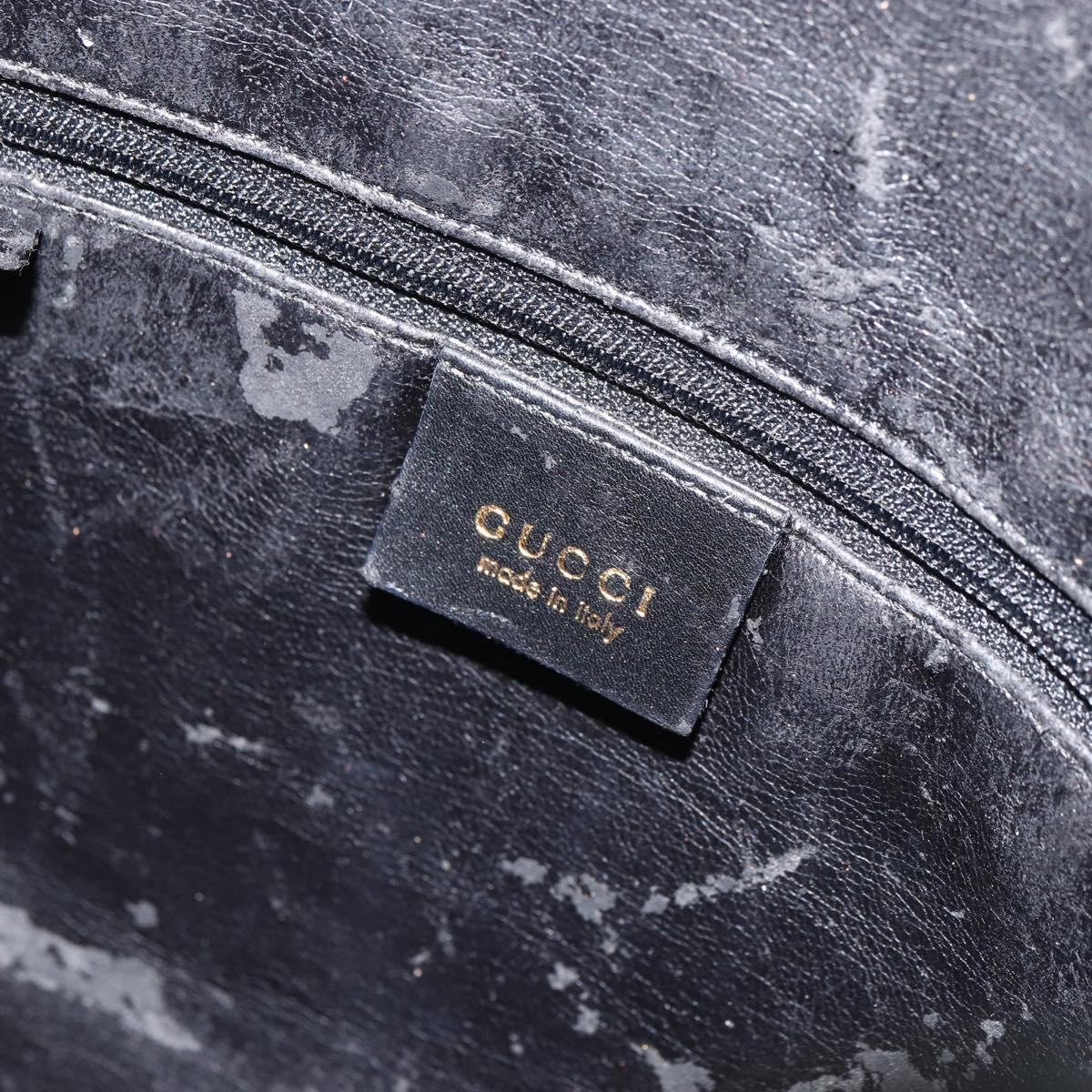 GUCCI Bamboo Shoulder Bag Leather Black Gold 001 1638 2058 Auth 157162