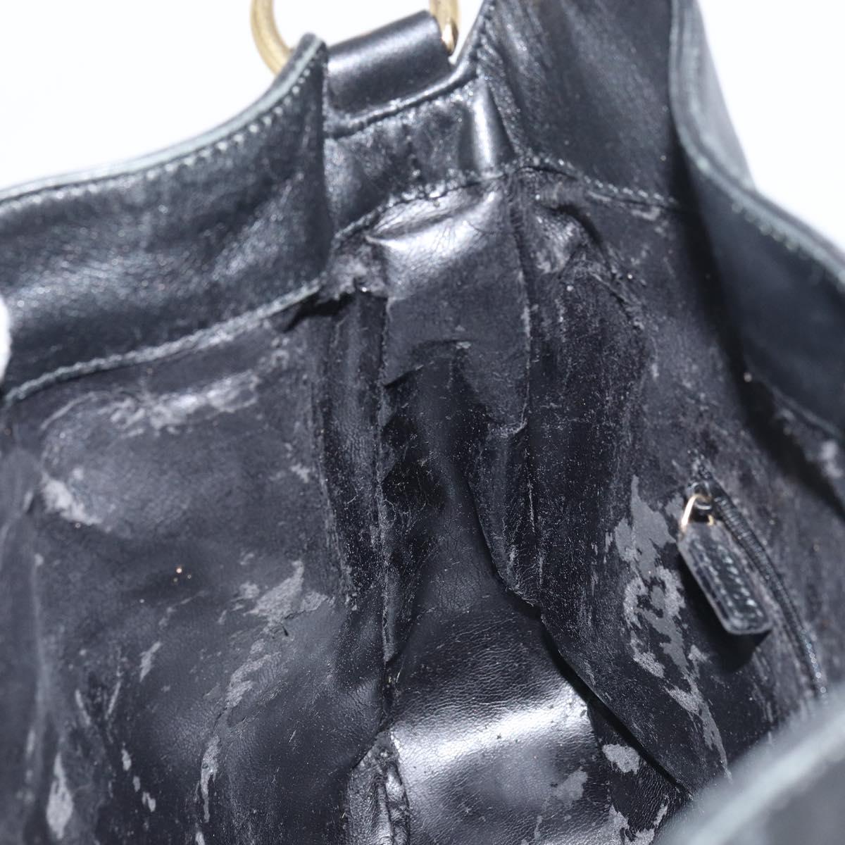 GUCCI Bamboo Shoulder Bag Leather Black Gold 001 1638 2058 Auth 157162