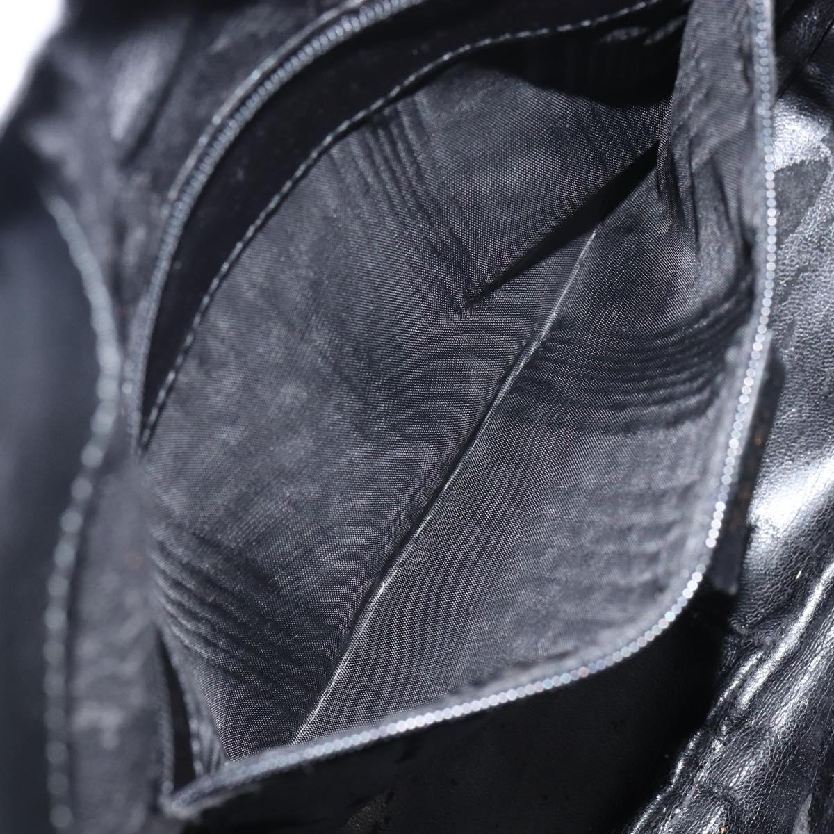 GUCCI Bamboo Shoulder Bag Leather Black Gold 001 1638 2058 Auth 157162