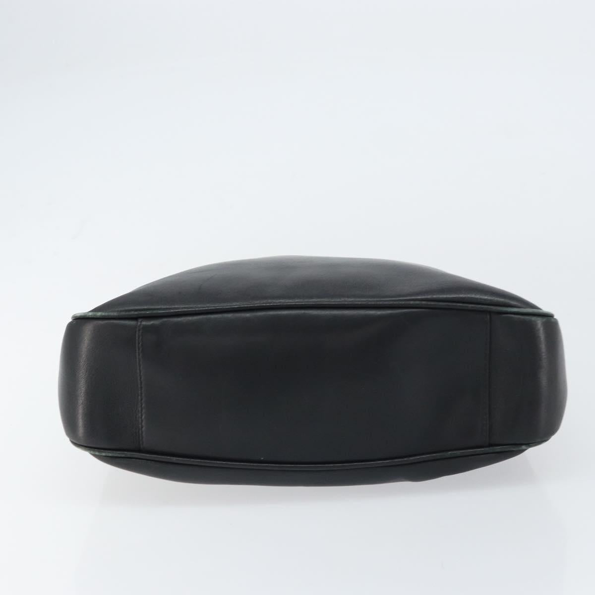 GUCCI Bamboo Shoulder Bag Leather Black Gold 001 1638 2058 Auth 157162