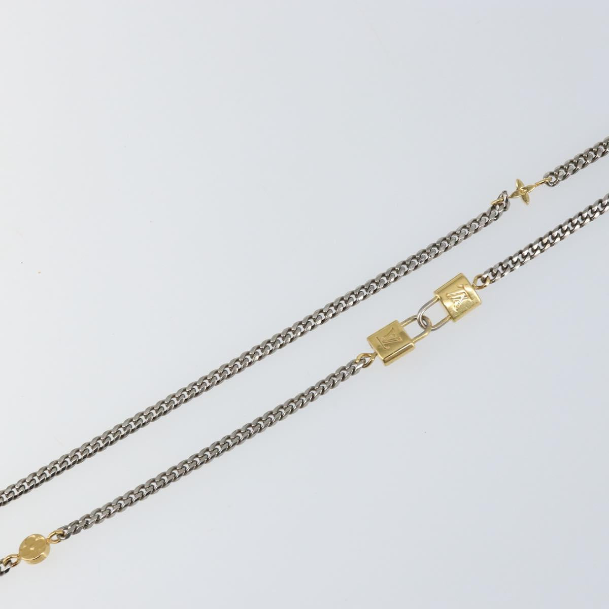 LOUIS VUITTON 3IN1 Sunglasses Chain Necklace metal Gold Tone LV Auth 157167