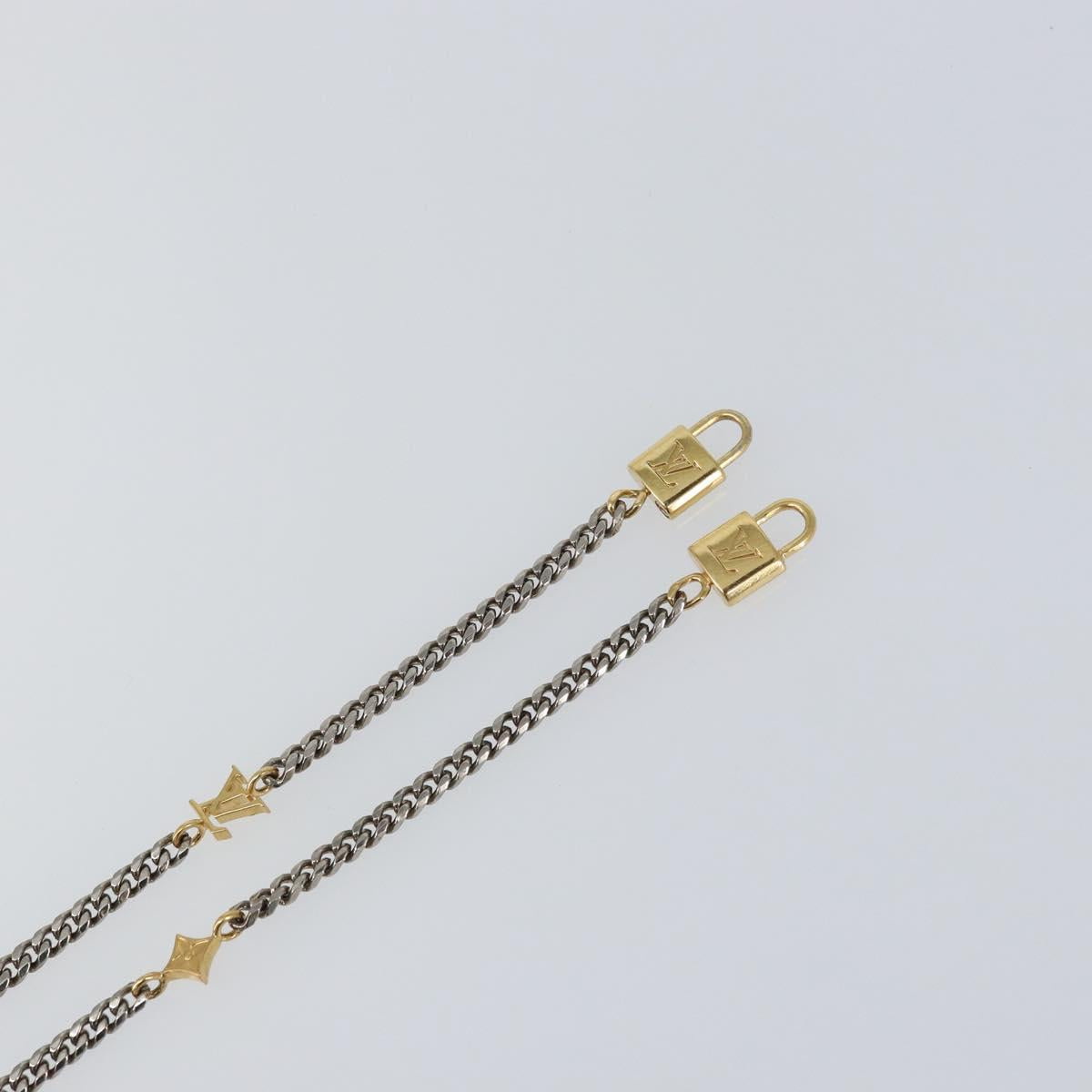 LOUIS VUITTON 3IN1 Sunglasses Chain Necklace metal Gold Tone LV Auth 157167