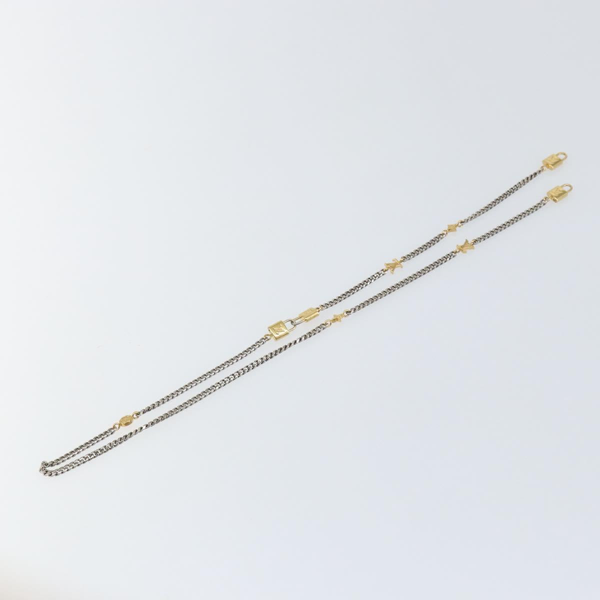 LOUIS VUITTON 3IN1 Sunglasses Chain Necklace metal Gold Tone LV Auth 157167