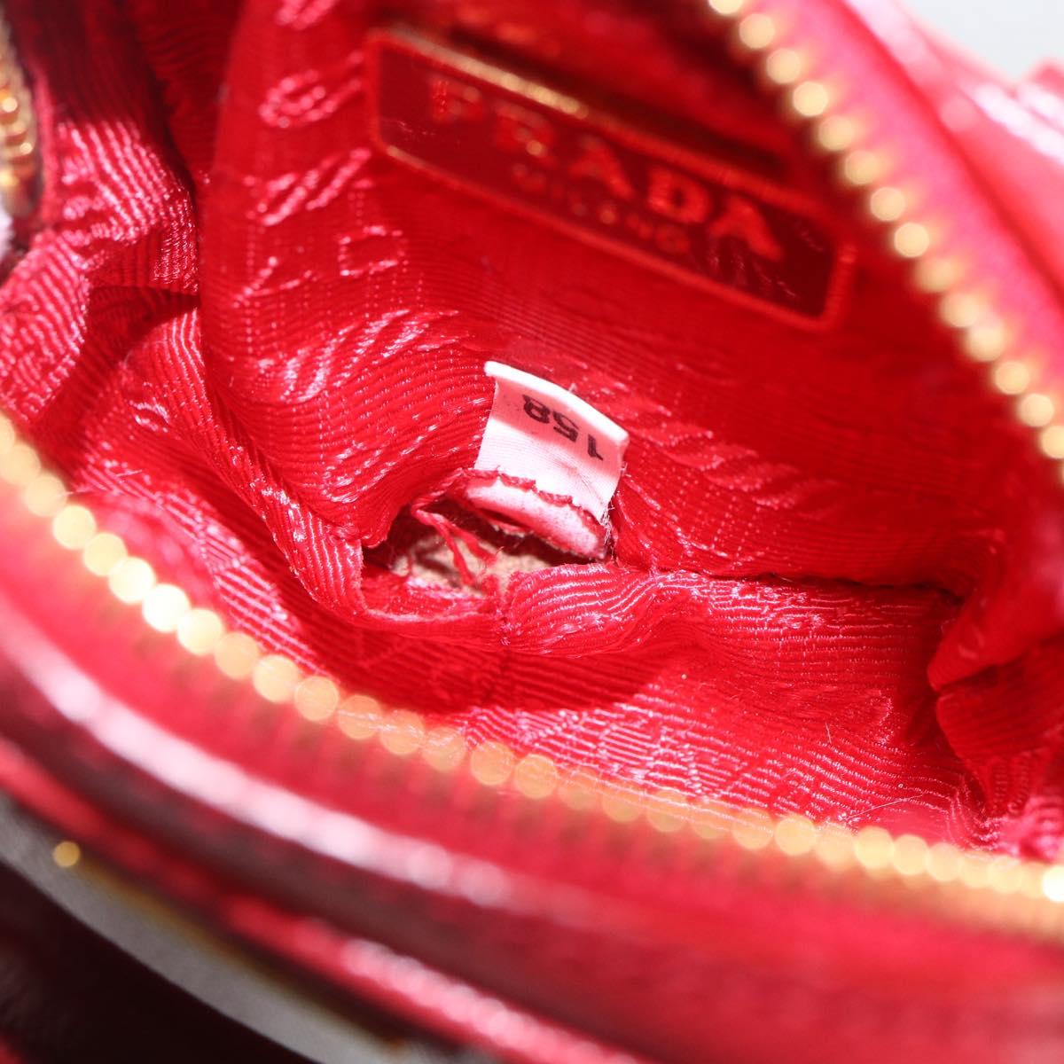 PRADA Bag Charm Safiano leather Red Gold Auth 157168