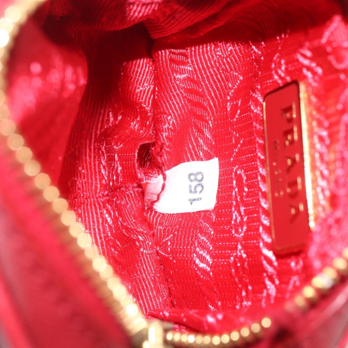 PRADA Bag Charm Safiano leather Red Gold Auth 157168