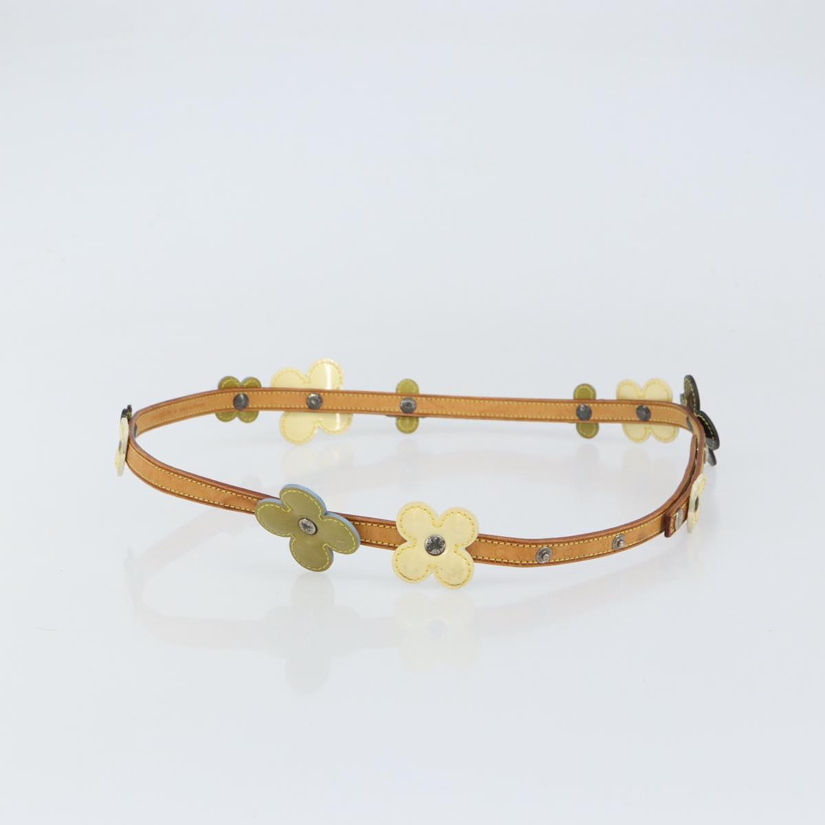 LOUIS VUITTON Flower Vernis Ceinture Fleur Belt 35.4"" Beige M92256 Auth 157190