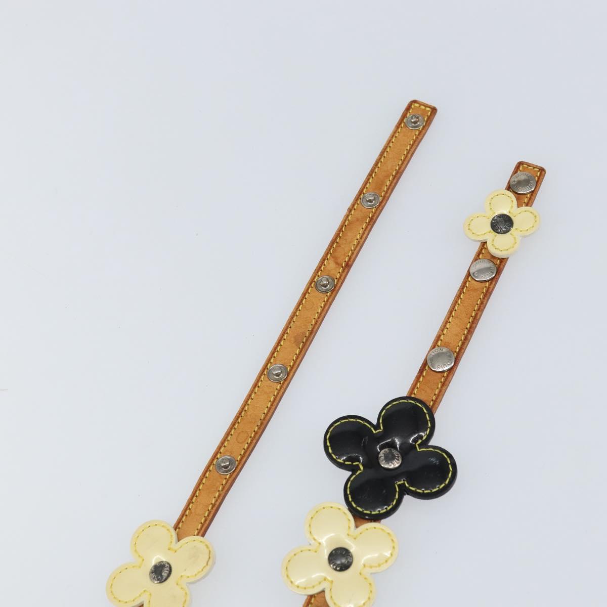 LOUIS VUITTON Flower Vernis Ceinture Fleur Belt 35.4"" Beige M92256 Auth 157190