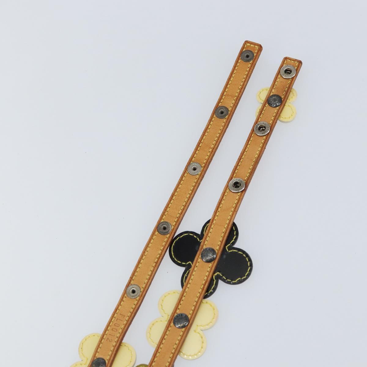 LOUIS VUITTON Flower Vernis Ceinture Fleur Belt 35.4"" Beige M92256 Auth 157190