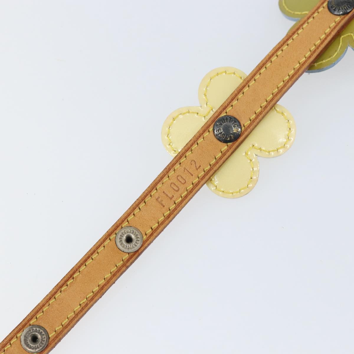 LOUIS VUITTON Flower Vernis Ceinture Fleur Belt 35.4"" Beige M92256 Auth 157190