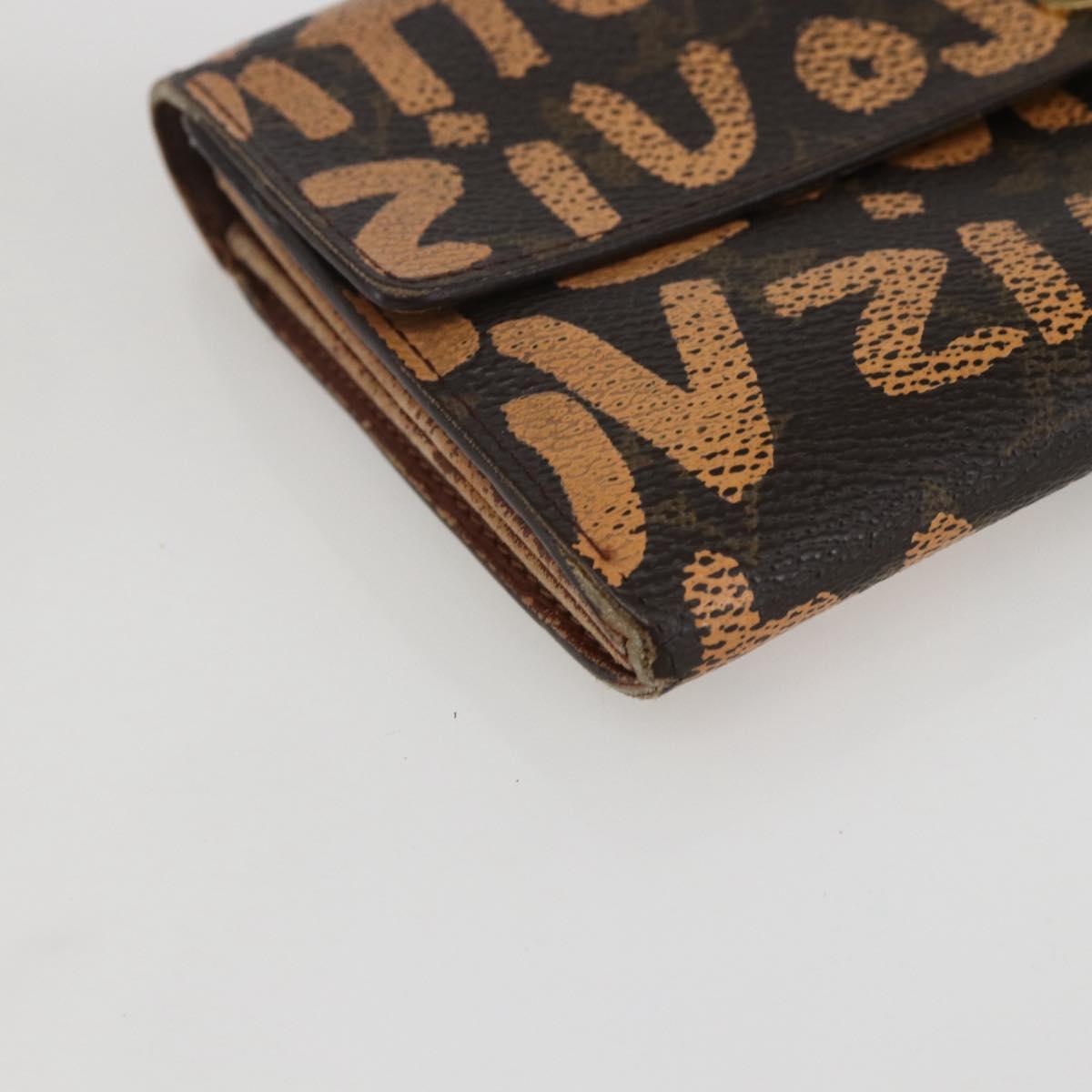 LOUIS VUITTON Graffiti Porte Monnaie Credit Wallet Orange M92190 LV Auth 157191