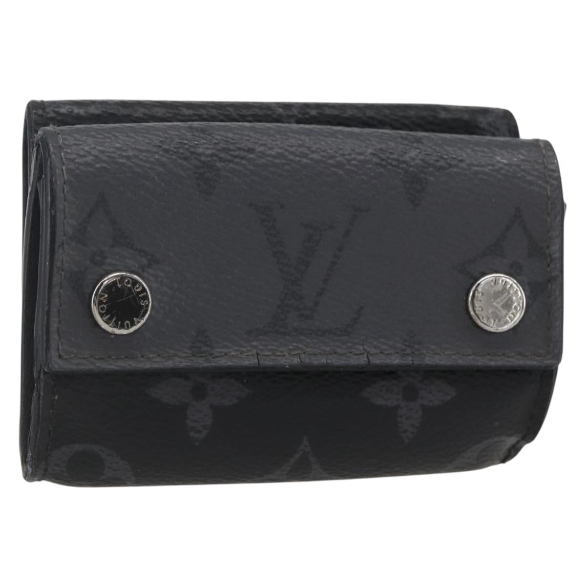LOUIS VUITTON Monogram Eclipse Discovery Compact Wallet M67630 LV Auth 157193