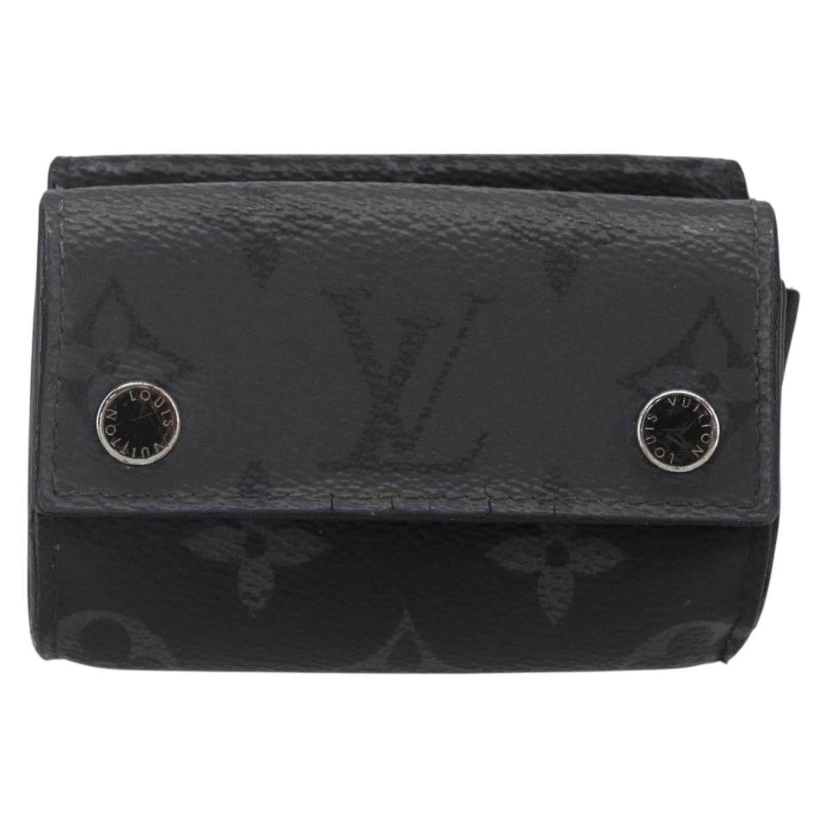 LOUIS VUITTON Monogram Eclipse Discovery Compact Wallet M67630 LV Auth 157193