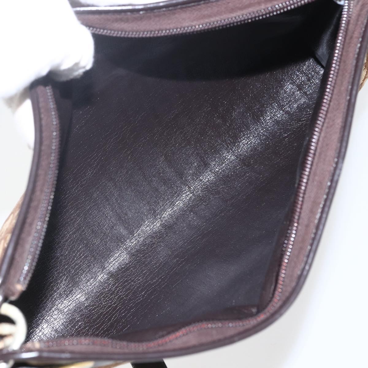 Christian Dior Trotter Canvas Shoulder Bag Beige Gold Auth 157215