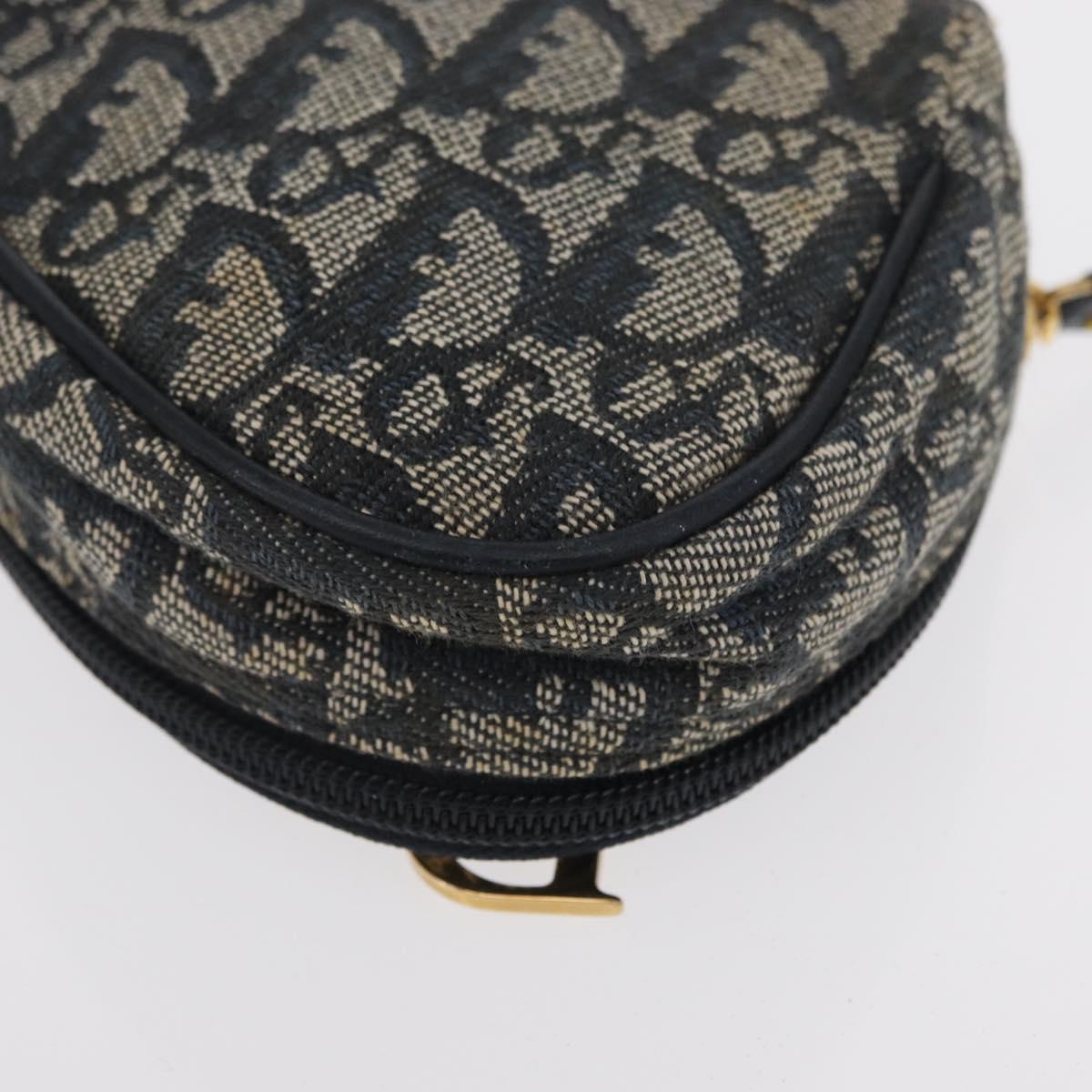 Christian Dior Trotter Canvas Saddle Pouch Navy Gold Auth 157216