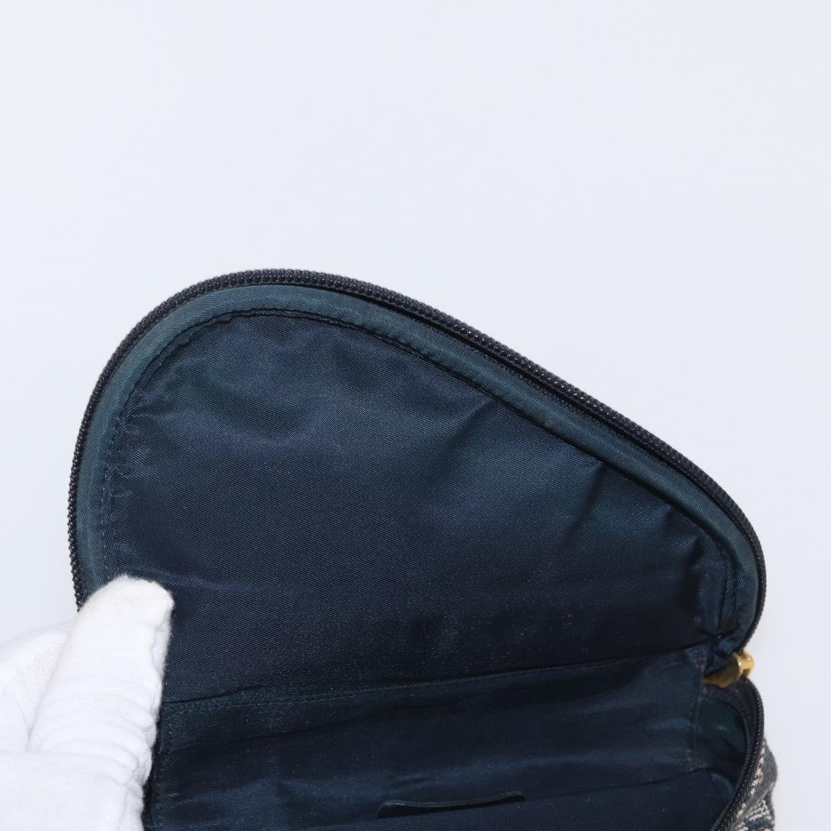Christian Dior Trotter Canvas Saddle Pouch Navy Gold Auth 157216