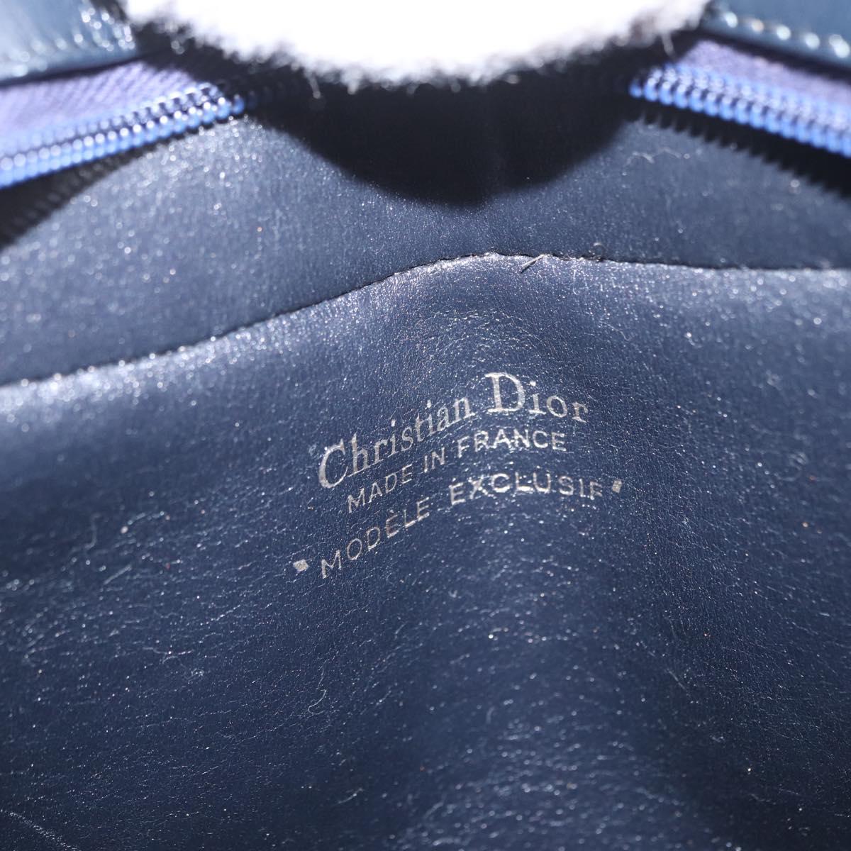 Christian Dior Trotter Canvas Shoulder Bag Navy Gold Auth 157217