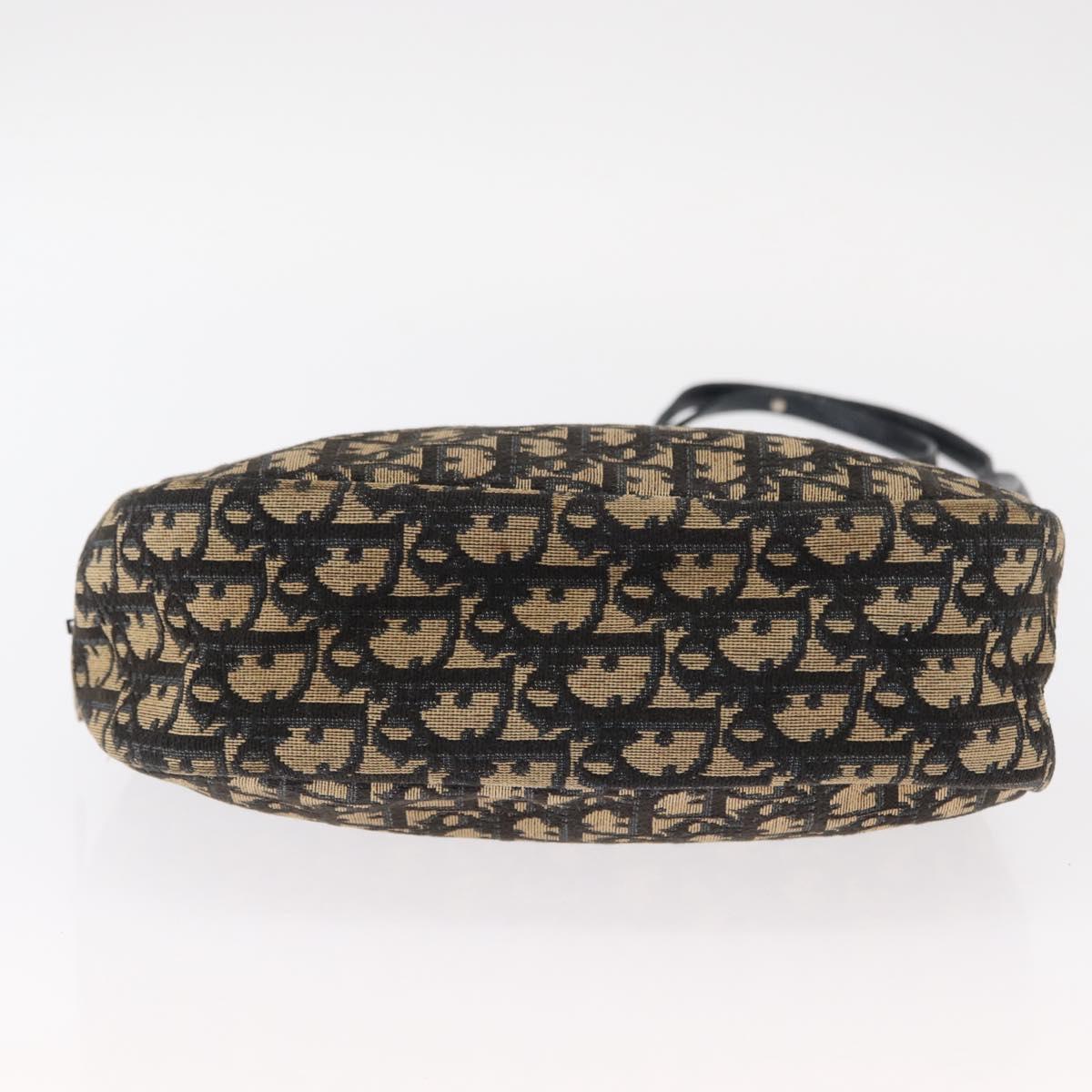 Christian Dior Trotter Canvas Shoulder Bag Navy Gold Auth 157217