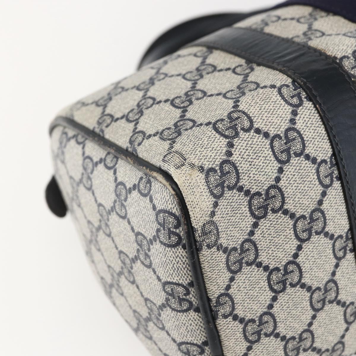 GUCCI GG Canvas Sherry Line Boston Bag Navy Gold Red 012 3841 58 Auth 157218