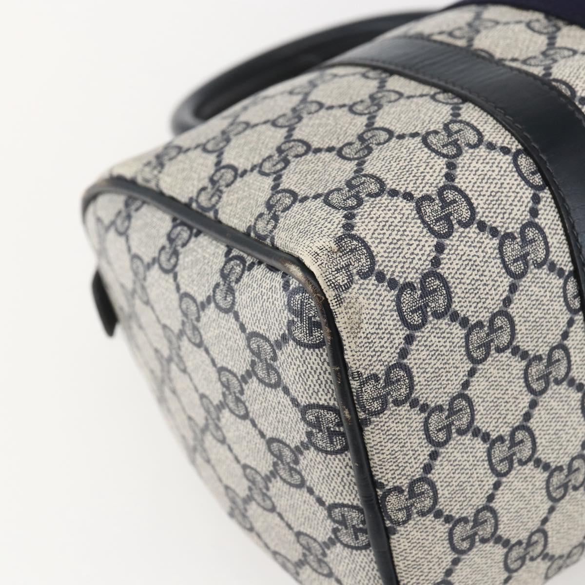 GUCCI GG Canvas Sherry Line Boston Bag Navy Gold Red 012 3841 58 Auth 157218