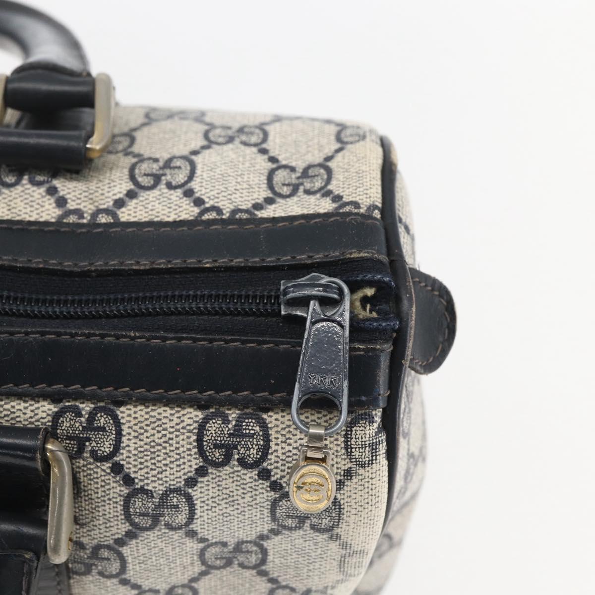 GUCCI GG Canvas Sherry Line Boston Bag Navy Gold Red 012 3841 58 Auth 157218