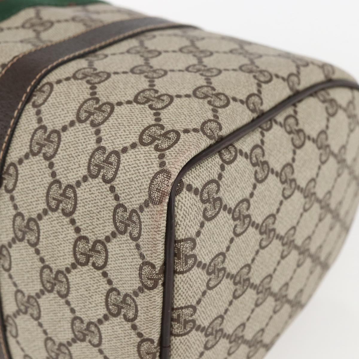 GUCCI GG Supreme Web Sherry Line Boston Bag PVC Beige Red Auth 157219