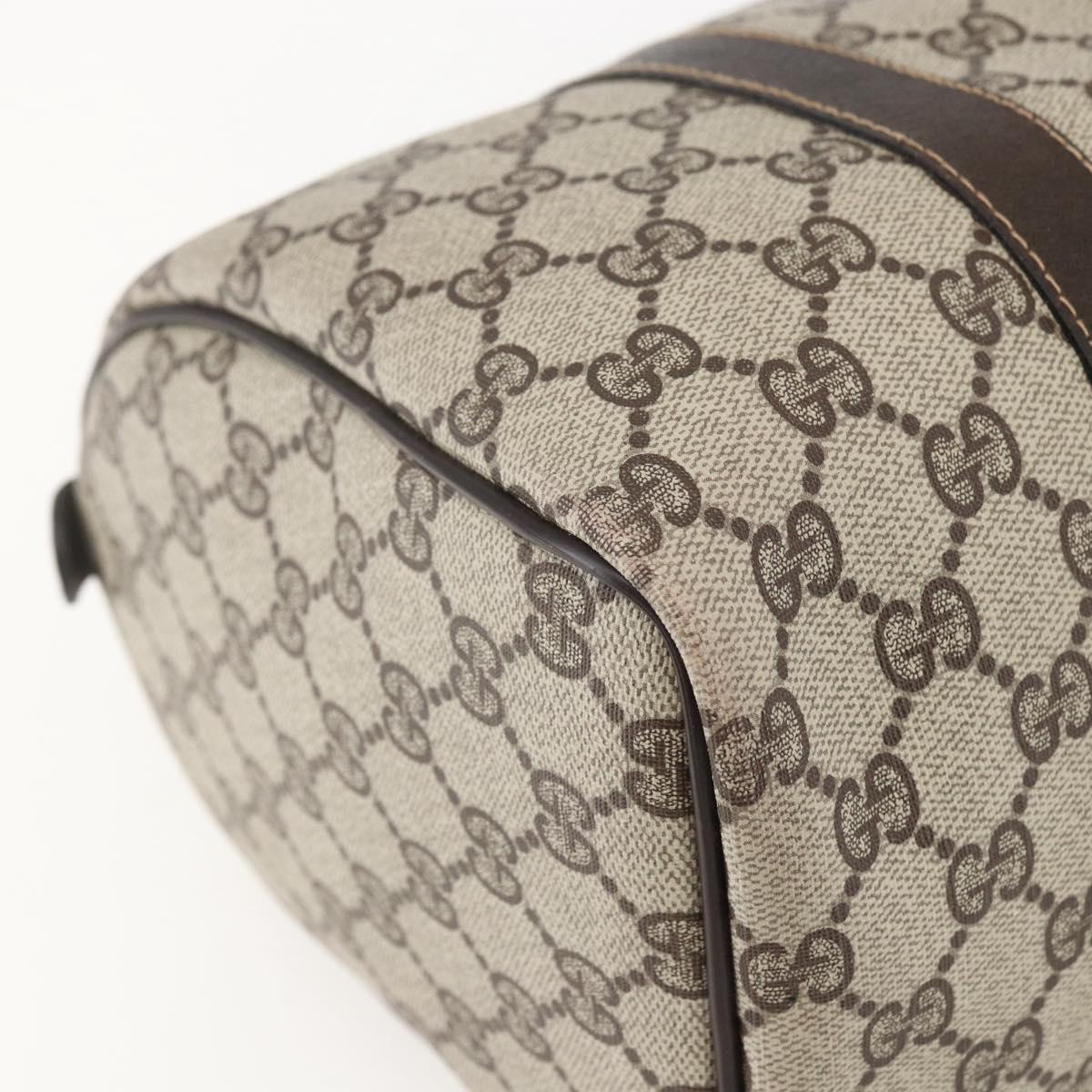 GUCCI GG Supreme Web Sherry Line Boston Bag PVC Beige Red Auth 157219