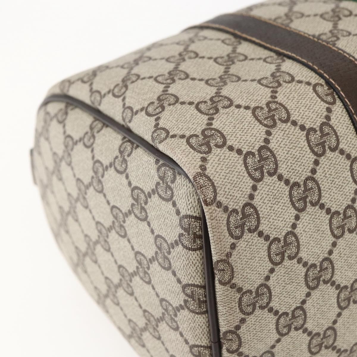 GUCCI GG Supreme Web Sherry Line Boston Bag PVC Beige Red Auth 157219