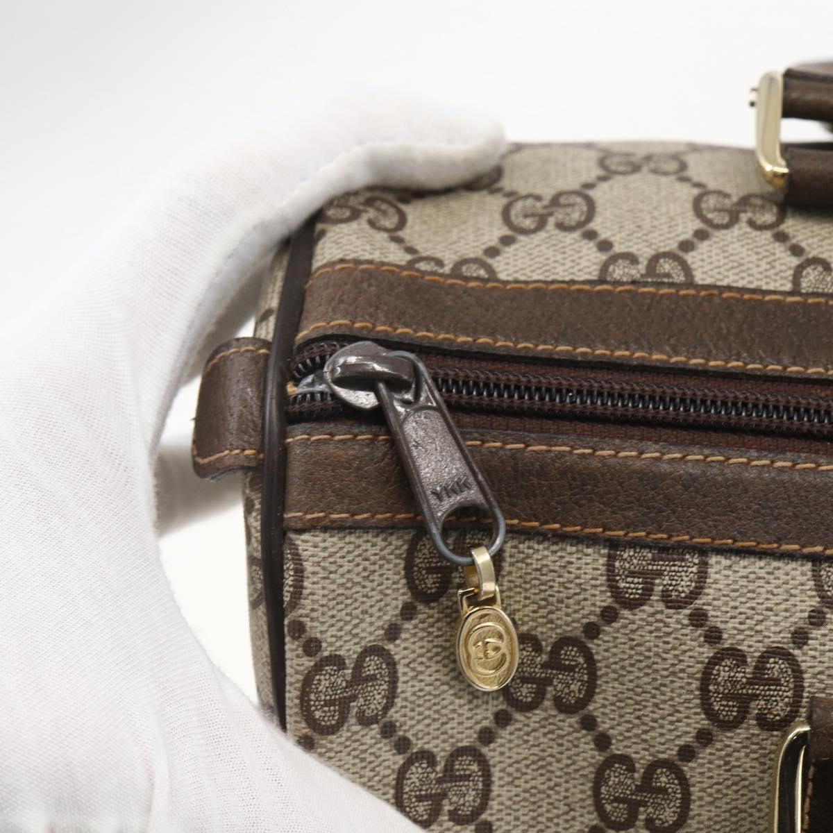 GUCCI GG Supreme Web Sherry Line Boston Bag PVC Beige Red Auth 157219