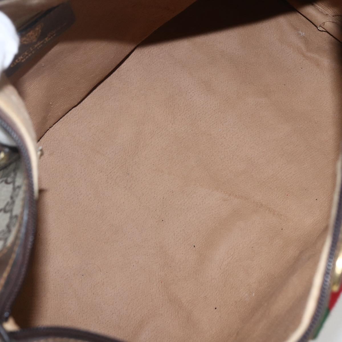 GUCCI GG Supreme Web Sherry Line Boston Bag PVC Beige Red Auth 157219