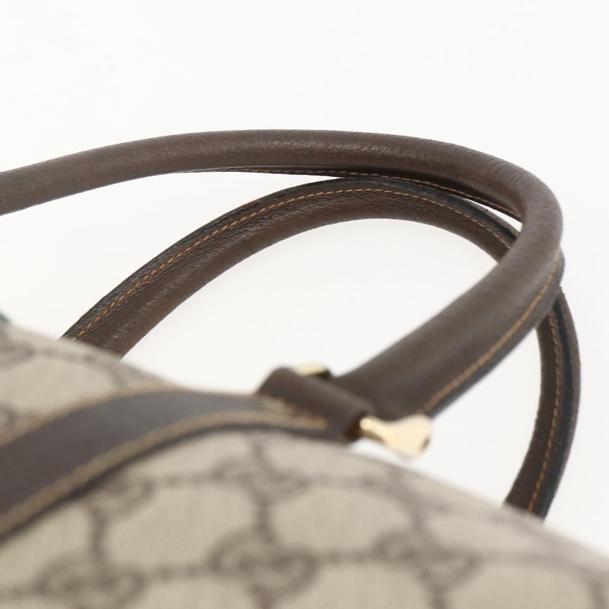 GUCCI GG Supreme Web Sherry Line Boston Bag PVC Beige Red Auth 157219