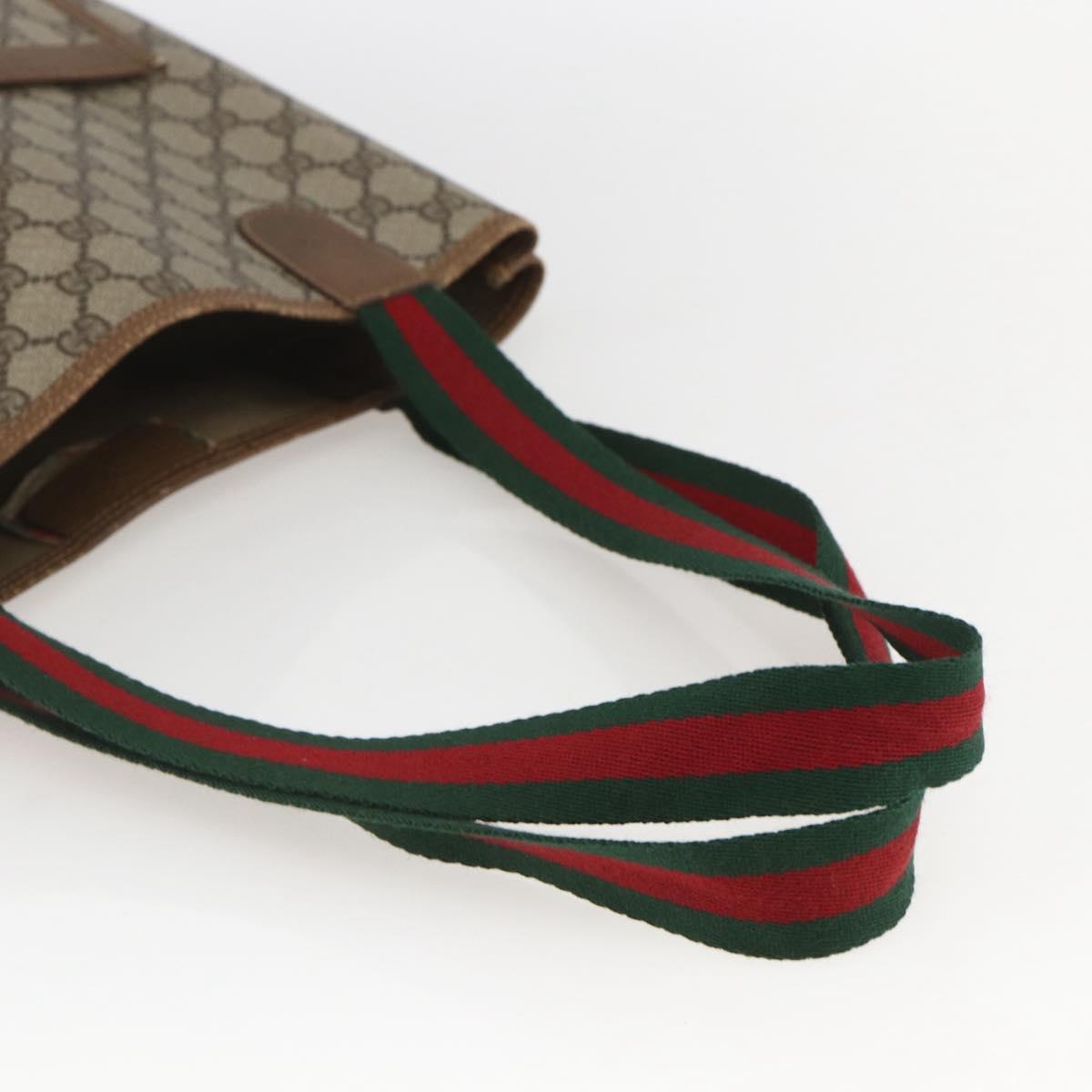 GUCCI GG Supreme Web Sherry Line Tote Bag PVC Beige Red 39 02 003 Auth 157220