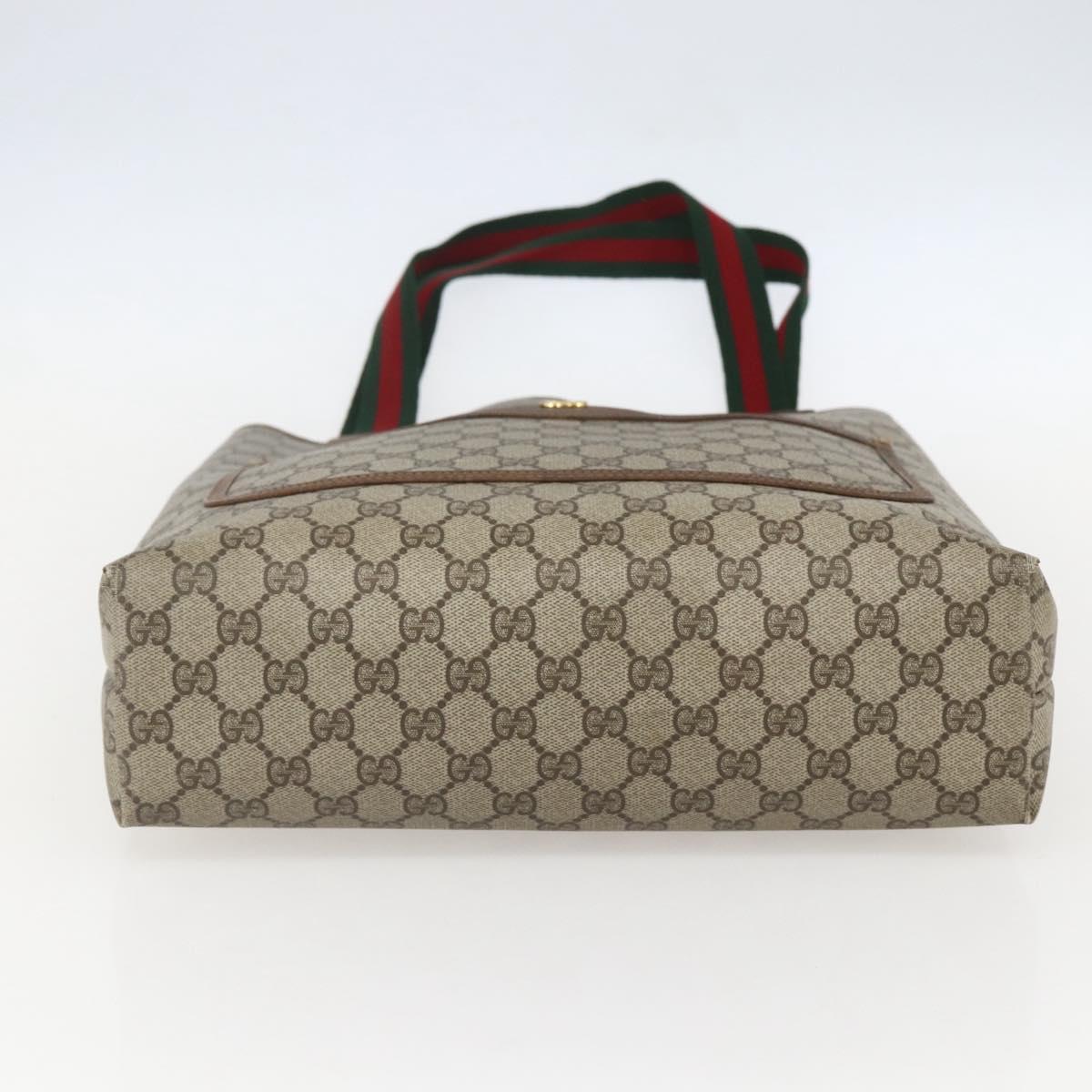 GUCCI GG Supreme Web Sherry Line Tote Bag PVC Beige Red 39 02 003 Auth 157220