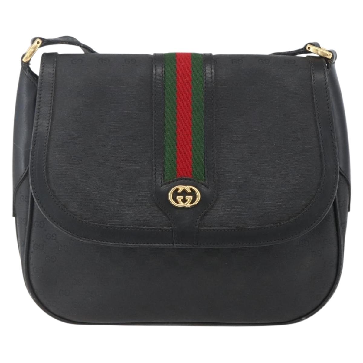 GUCCI Micro GG Supreme Web Sherry Line Bag PVC Black 001 115 0914 Auth 157221