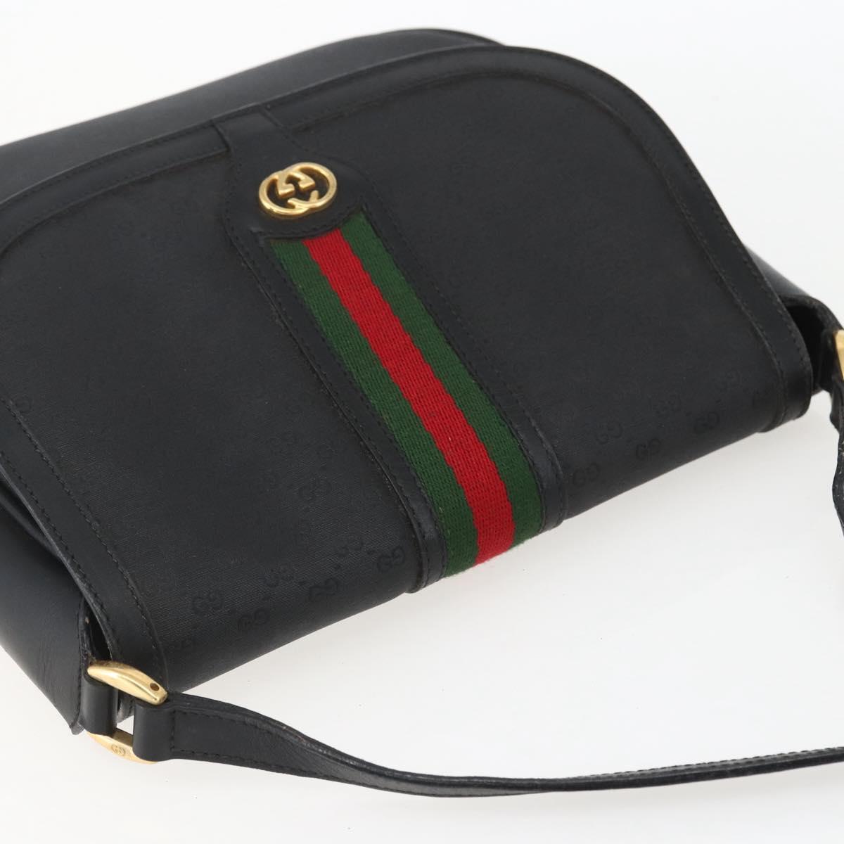 GUCCI Micro GG Supreme Web Sherry Line Bag PVC Black 001 115 0914 Auth 157221