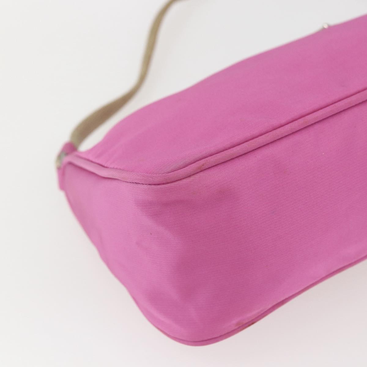 PRADA Accessory Pouch Nylon Pink Silver Auth 157222
