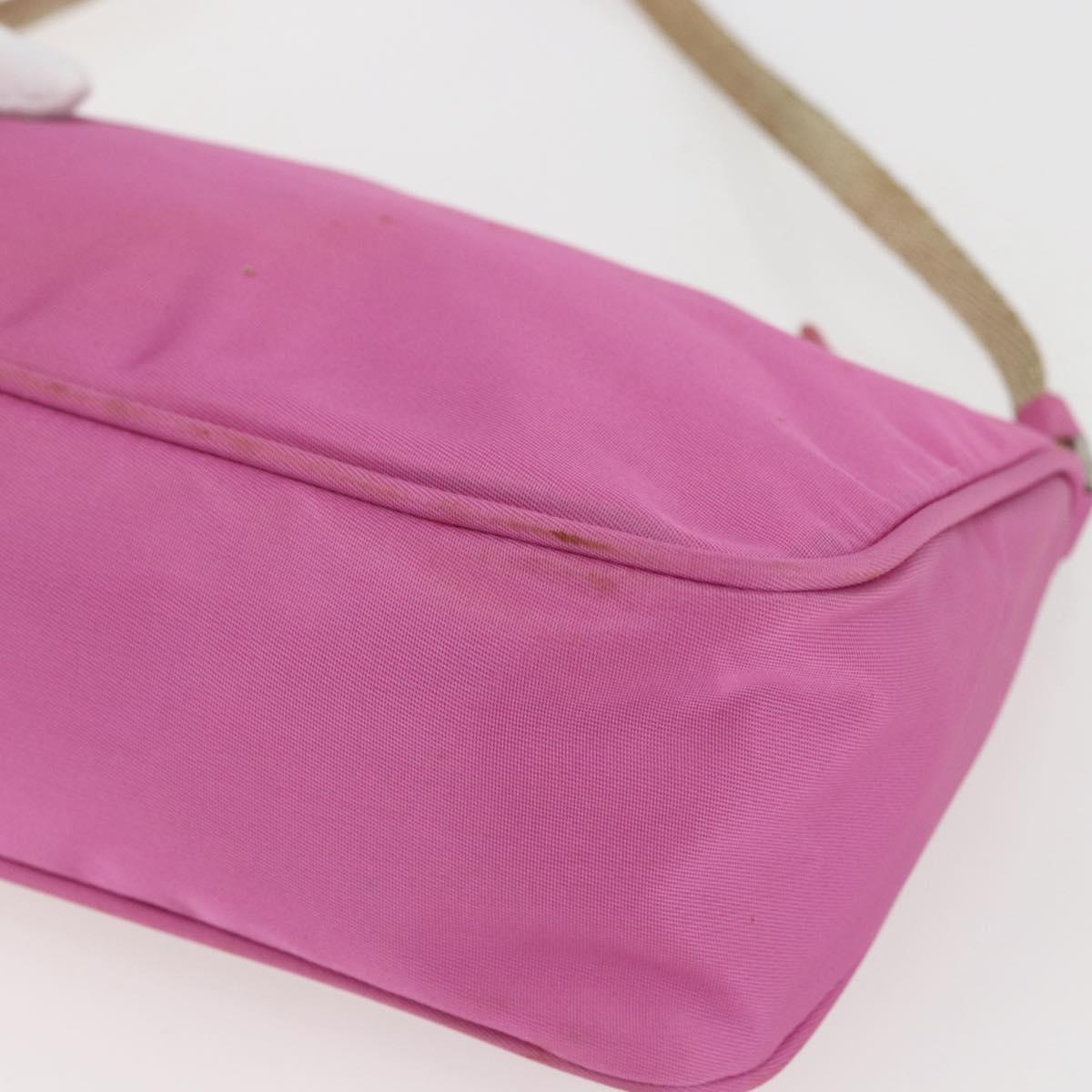PRADA Accessory Pouch Nylon Pink Silver Auth 157222
