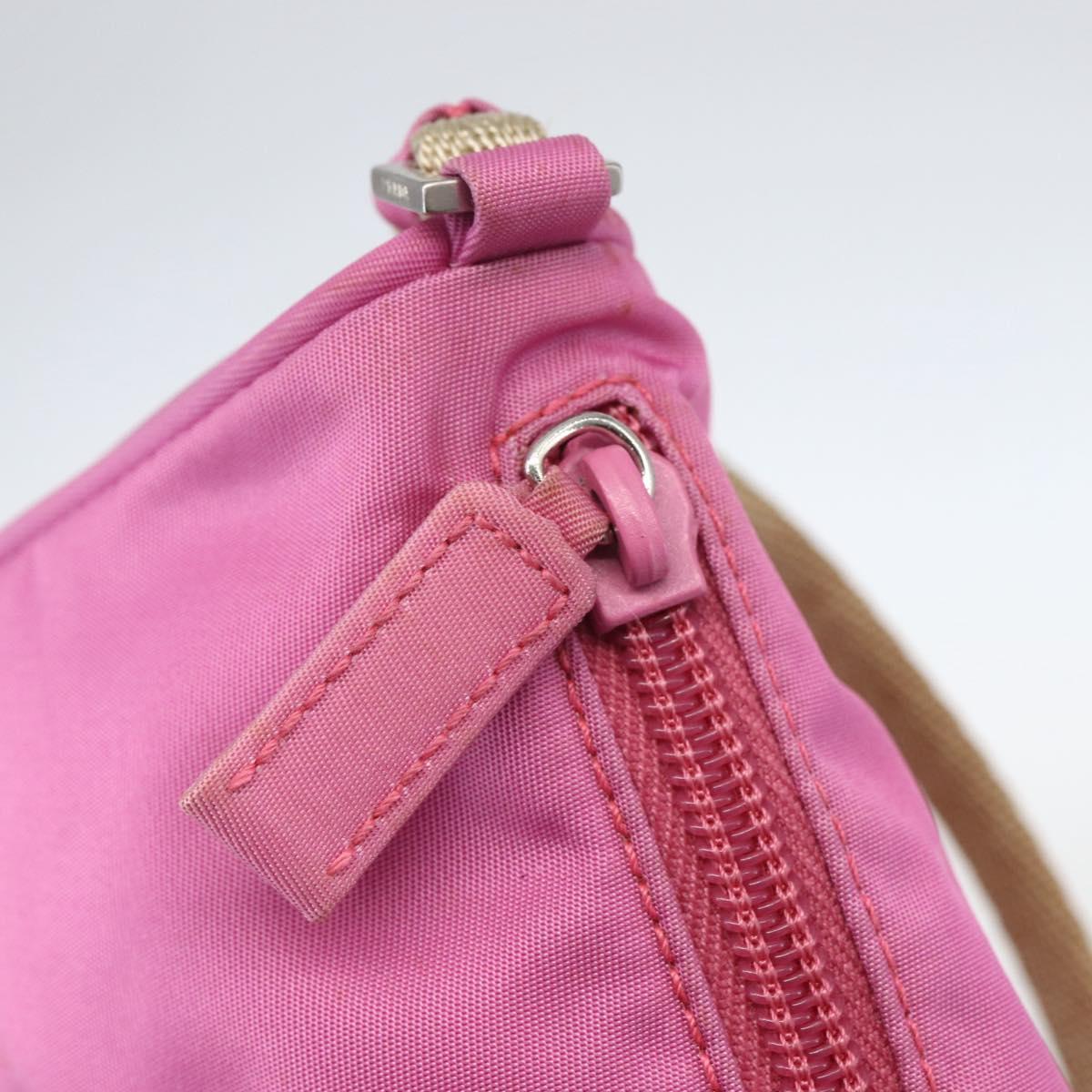 PRADA Accessory Pouch Nylon Pink Silver Auth 157222