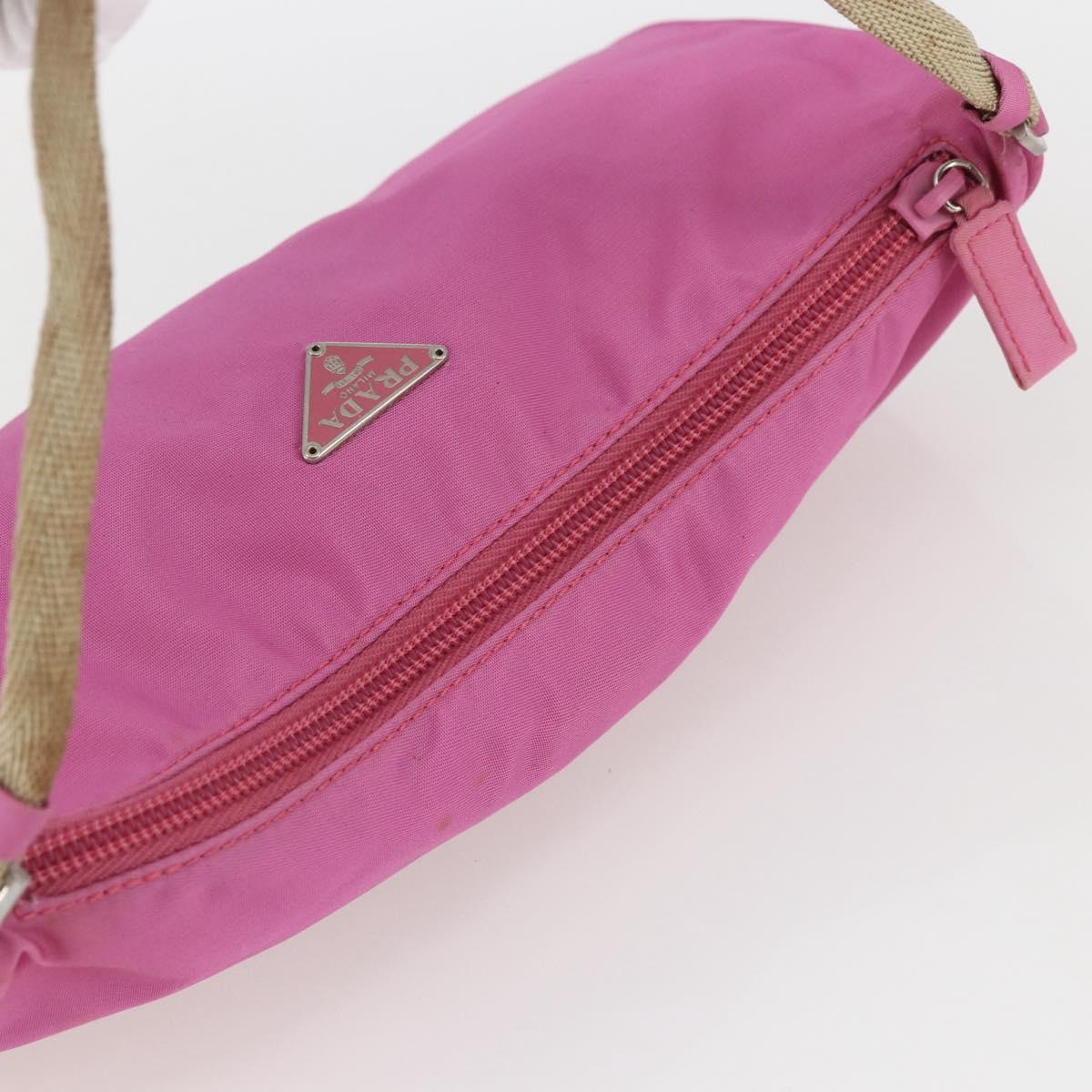 PRADA Accessory Pouch Nylon Pink Silver Auth 157222