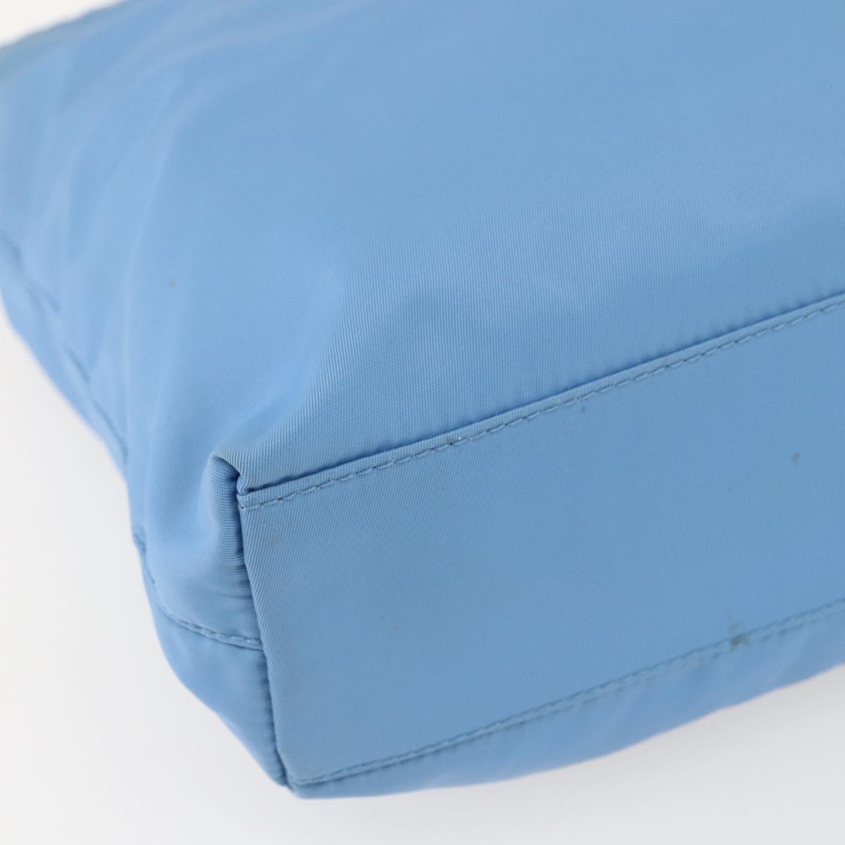 PRADA Tote Bag Nylon Light Blue Silver Auth 157223