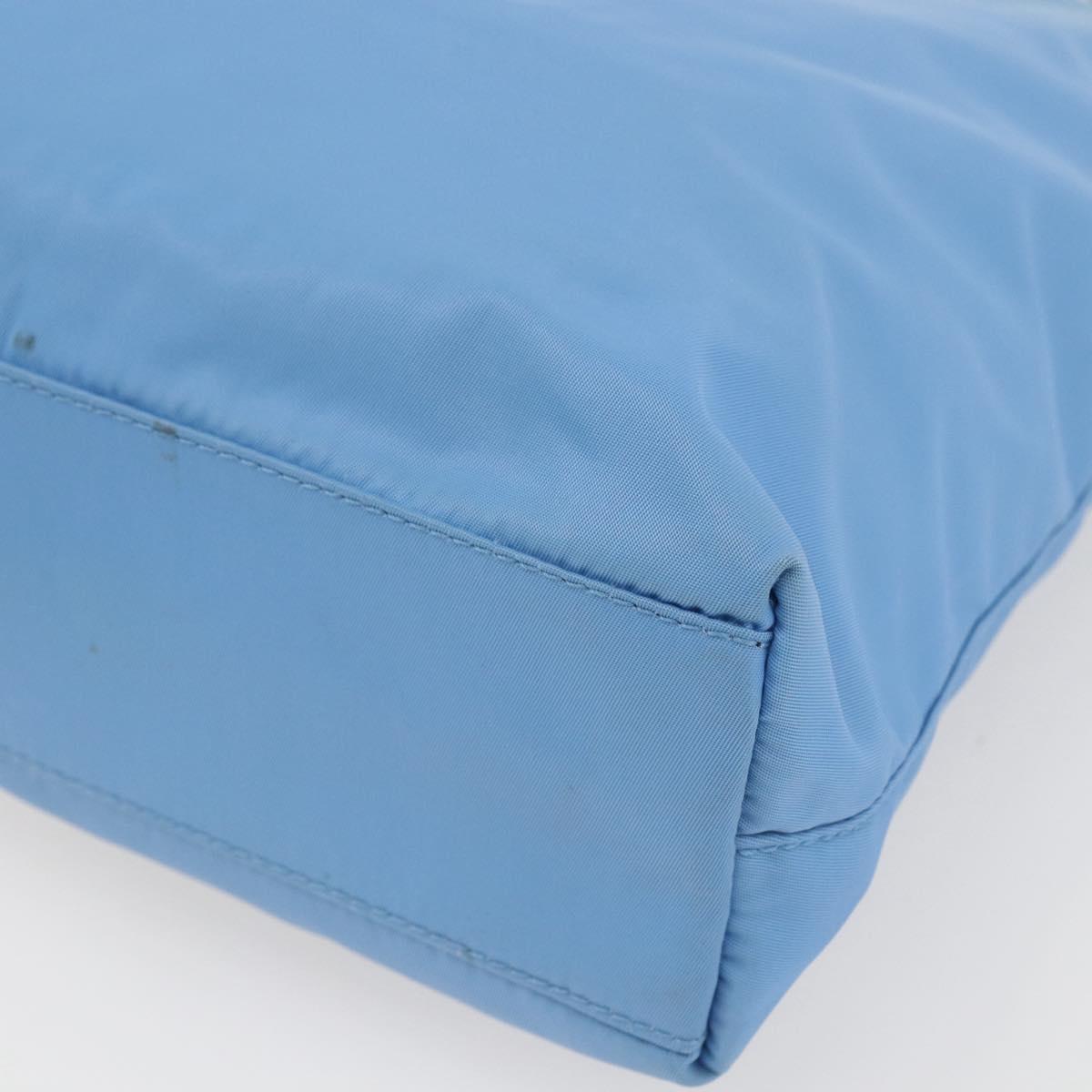 PRADA Tote Bag Nylon Light Blue Silver Auth 157223