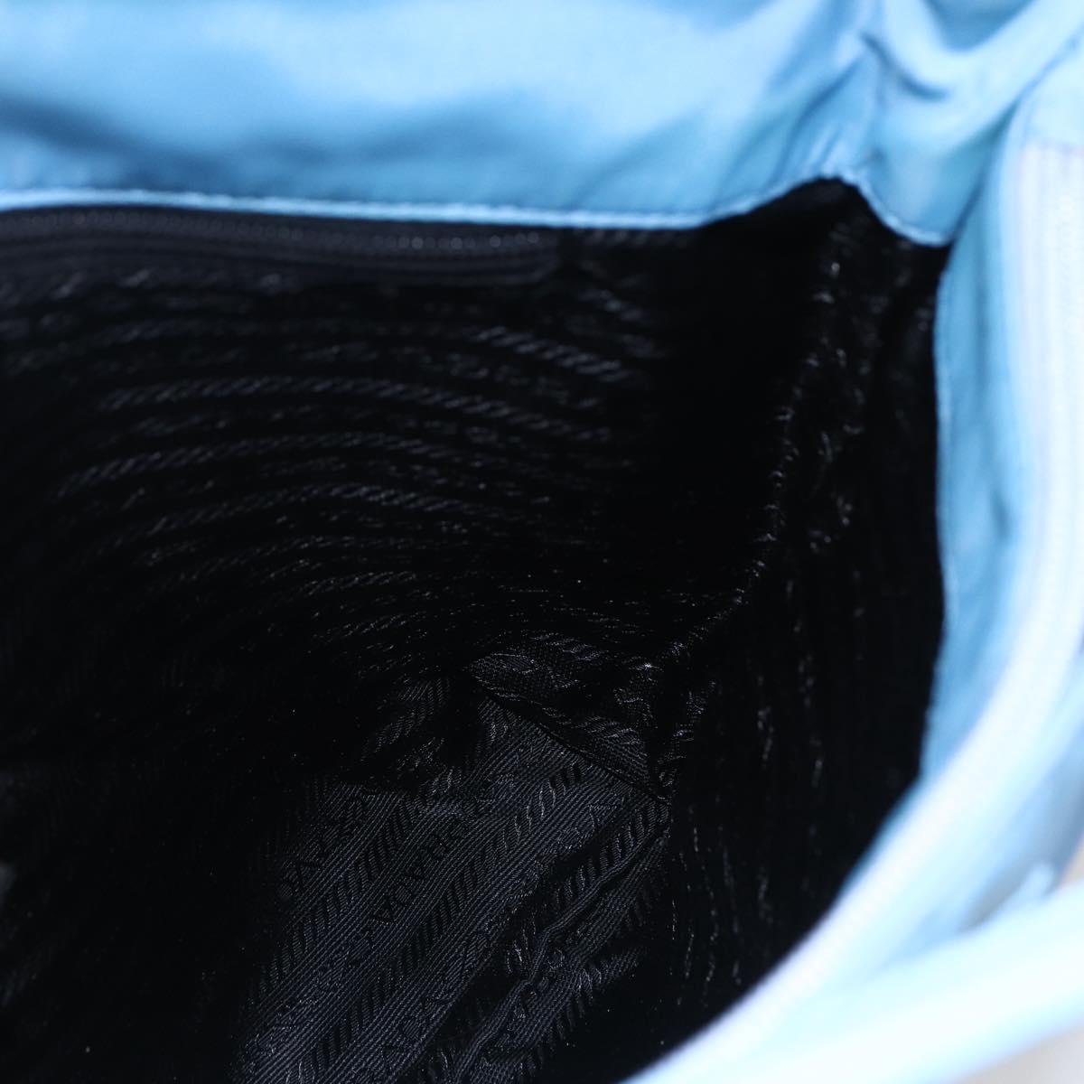 PRADA Tote Bag Nylon Light Blue Silver Auth 157223