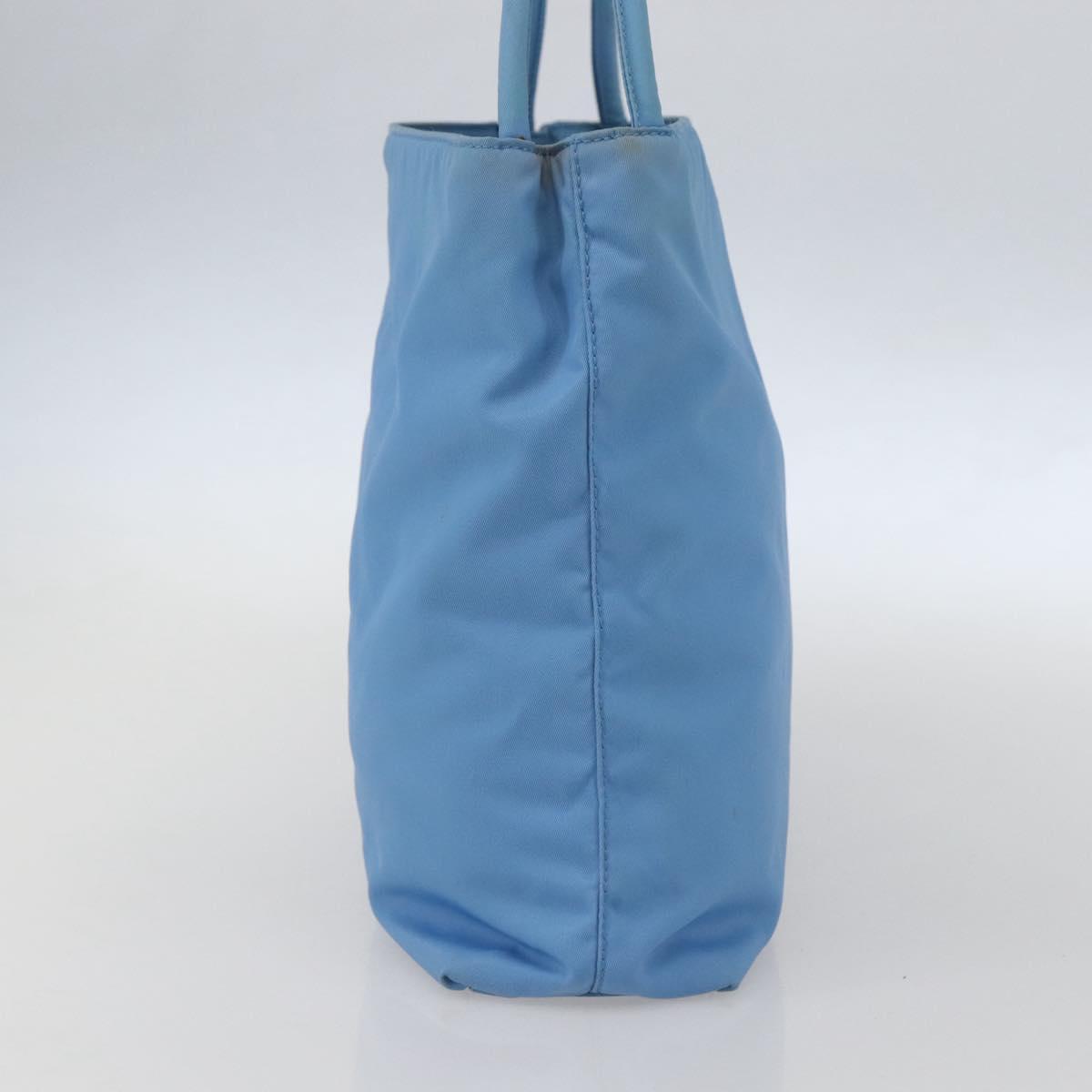 PRADA Tote Bag Nylon Light Blue Silver Auth 157223