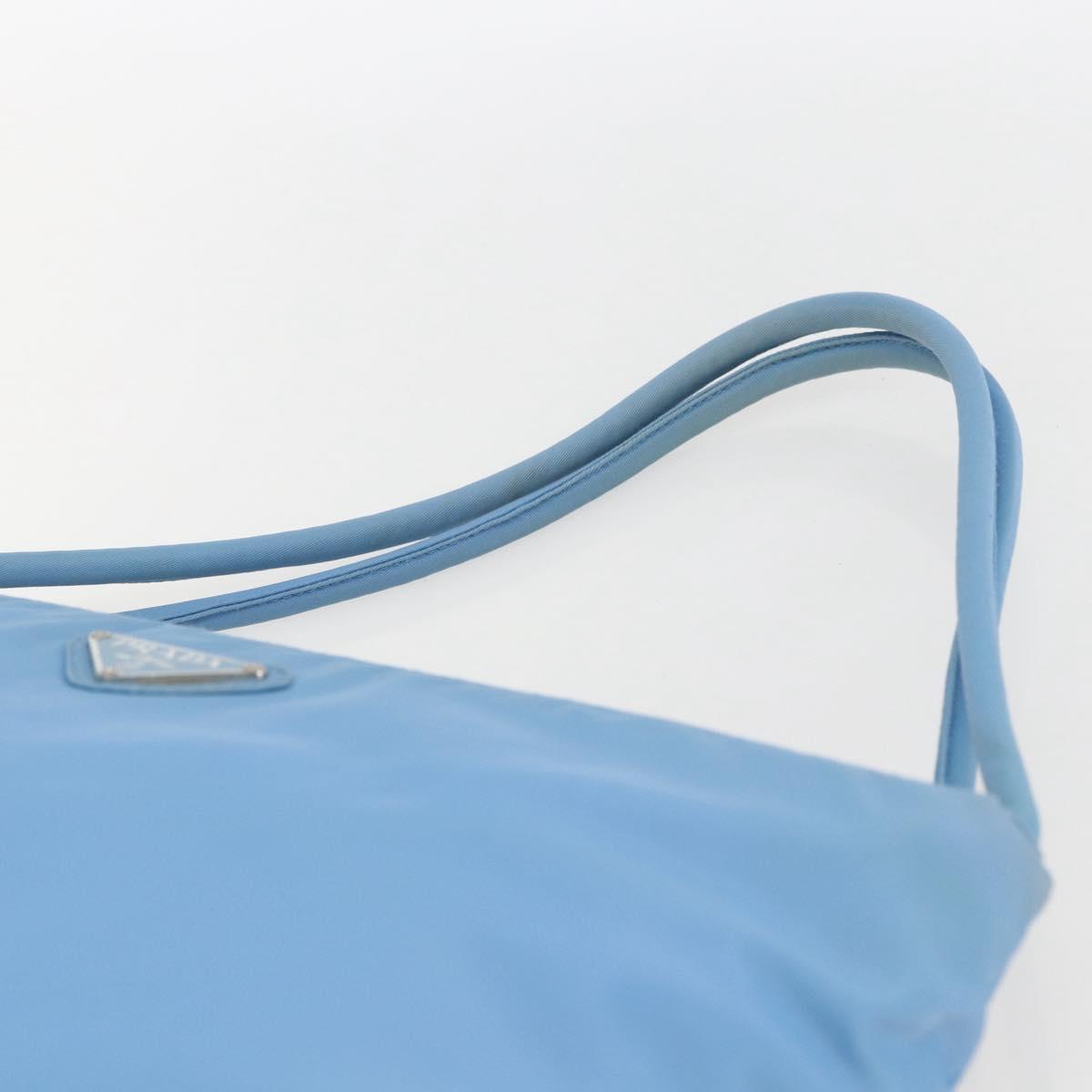 PRADA Tote Bag Nylon Light Blue Silver Auth 157223