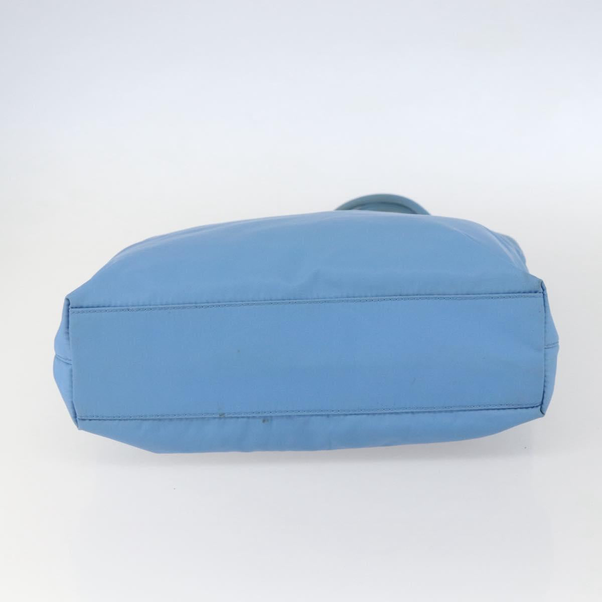 PRADA Tote Bag Nylon Light Blue Silver Auth 157223