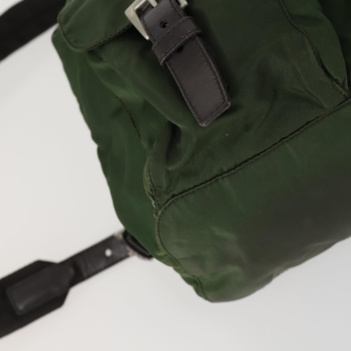 PRADA Backpack Nylon Green Silver Auth 157224